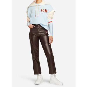 Jordan X Maison Chateau Rouge NEW $100 Womens Crop Faux Leather Pants Size 4